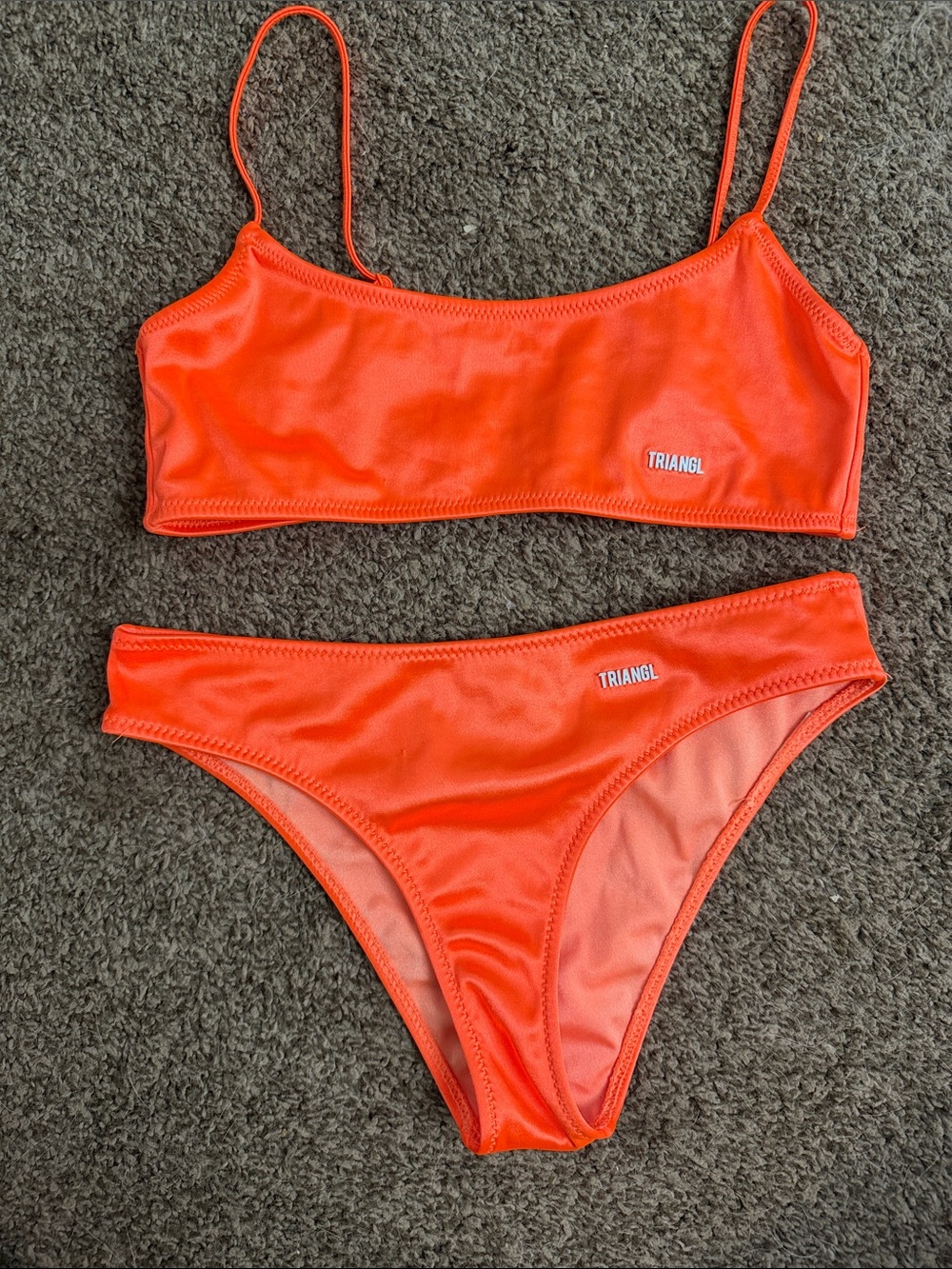 triangl swimwear Bright Coral Orange Scoop Bikini Set